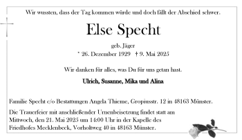 Anzeige von Else Specht 