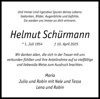 Anzeige von Helmut Schürmann 