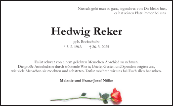 Anzeige von Hedwig Reker 