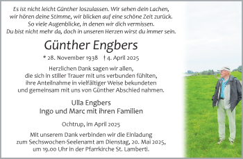 Anzeige von Günther Engbers 