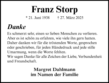 Anzeige von Franz Storp 