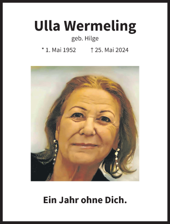 Anzeige von Ulla Wermeling 