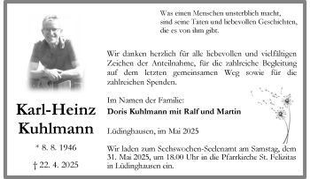 Anzeige von Karl-Heinz Kuhlmann 