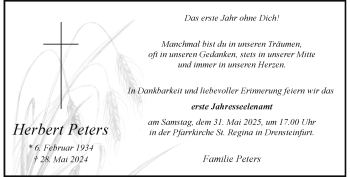 Anzeige von Herbert Peters 