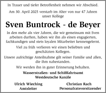 Anzeige von Sven Buntrock-de Beyer 