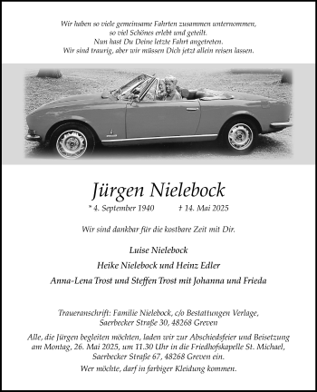 Anzeige von Jürgen Nielebock 