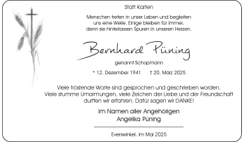 Anzeige von Bernhard Püning 