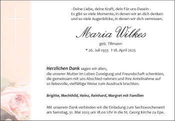 Anzeige von Maria Wilkes 