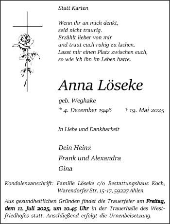 Anzeige von Anna Löseke 