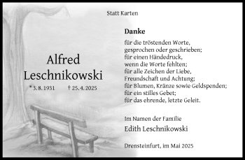 Anzeige von Alfred Leschnikowski 