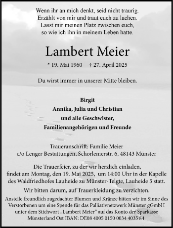 Anzeige von Lambert Meier 
