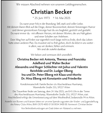 Anzeige von Christian Becker 