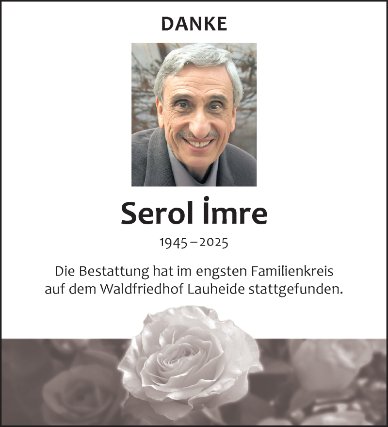  Traueranzeige für Serol İmre vom 17.05.2025 aus 