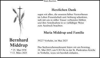 Anzeige von Bernhard Middrup 