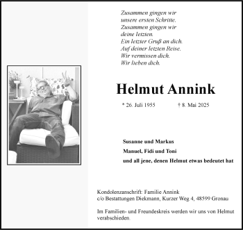 Anzeige von Helmut Annink 