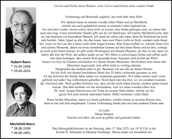 Anzeige von Hubert Reers 