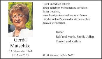Anzeige von Gerda Matschke 
