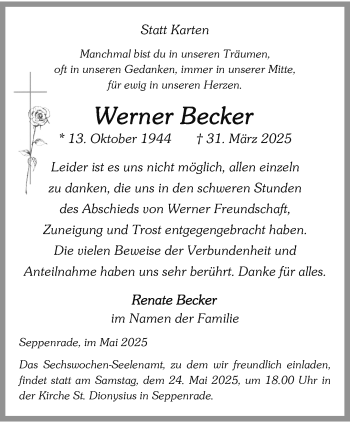 Anzeige von Werner Becker 