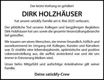 Anzeige von Dirk Holzhäuser 