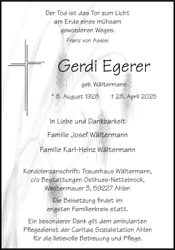 Anzeige von Gerdi Egerer 
