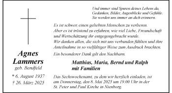 Anzeige von Agnes Lammers 