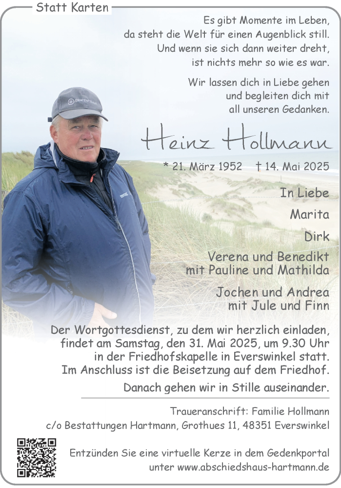  Traueranzeige für Heinz Hollmann vom 24.05.2025 aus 