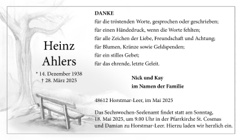 Anzeige von Heinz Ahlers 