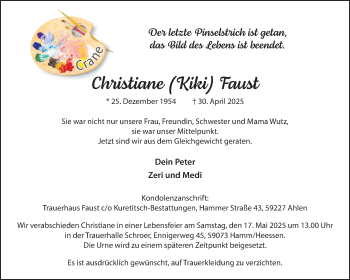 Anzeige von Christiane Faust 