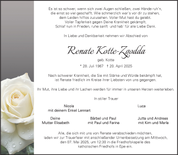 Anzeige von Renate Kotte-Zgodda 