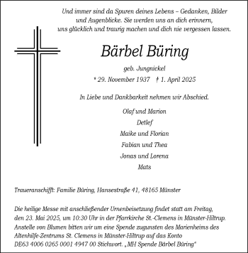 Anzeige von Bärbel Büring 