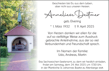 Anzeige von Anneliese Deitmer 