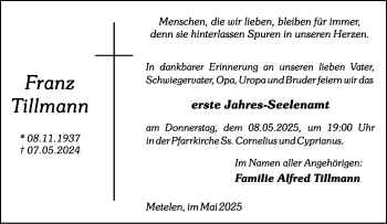 Anzeige von Franz Tillmann 