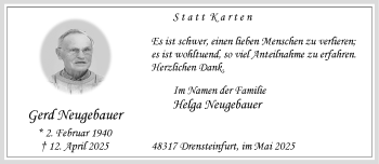 Anzeige von Gerd Neugebauer 