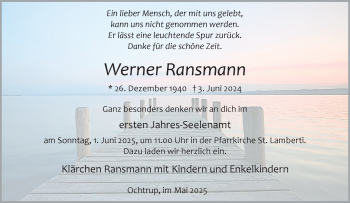 Anzeige von Werner Ransmann 