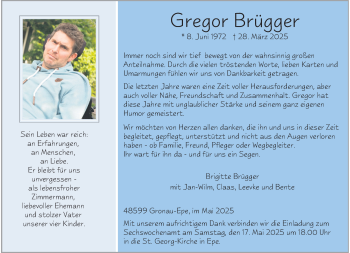 Anzeige von Gregor Brügger 