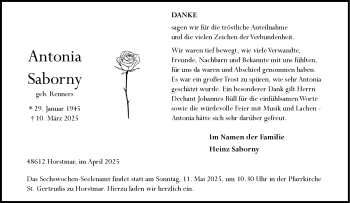 Anzeige von Antonia Saborny 