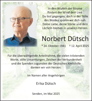Anzeige von Norbert Dütsch 