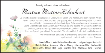 Anzeige von Martina Mertens-Hohenhorst 