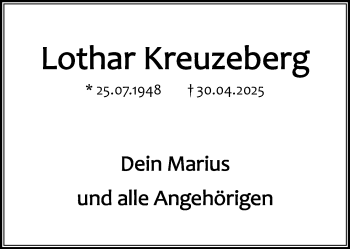Anzeige von Lothar Kreuzeberg 
