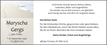 Anzeige von Maryscha Gergs 