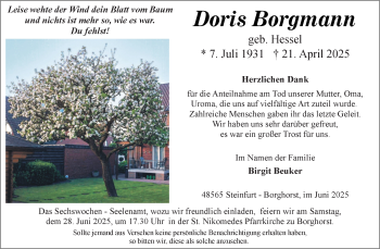 Anzeige von Doris Borgmann 