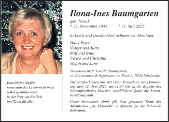 Anzeige von Ilona-Ines Baumgarten 