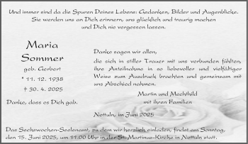 Anzeige von Maria Sommer 