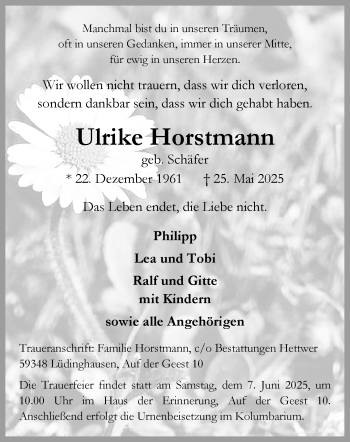 Anzeige von Ulrike Horstmann 