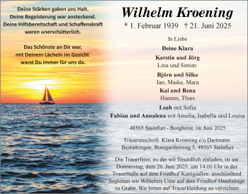 Anzeige von Wilhelm Kroening 