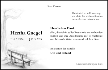 Anzeige von Hertha Gnegel 