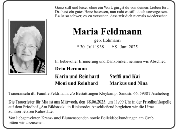 Anzeige von Maria Feldmann 