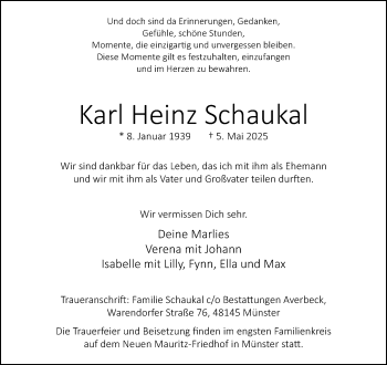 Anzeige von Karl Heinz Schaukal 