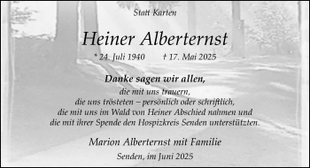 Anzeige von Heiner Alberternst 