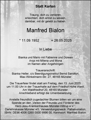 Anzeige von Manfred Bialon 